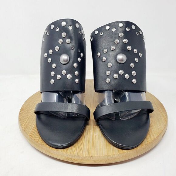 See by Chloe Bootie Women 40.5 Black Leather Studded Star Open Toe Heeled Sandal - Picture 3 of 12